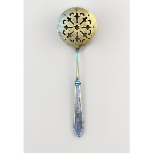 Vintage Sterling Silver Handle Slotted Tomato Serving Spoon Pierced 8.5" - Picture 1 of 5
